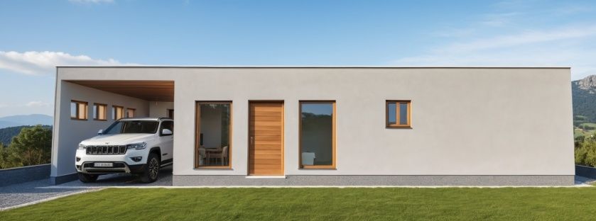 Fachada del Modelo Cochera en panel SIP